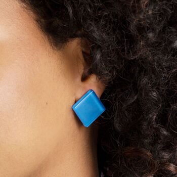 Boucles d'oreilles en verre / bleu azur / upcycled & handmade 2