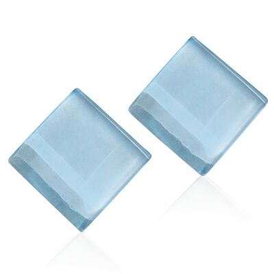 Boucles d'oreilles en verre / bleu ciel / upcycled & handmade