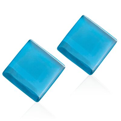 Orecchini di tendenza realizzati in vetro/blu acqua/riciclati e fatti a mano
