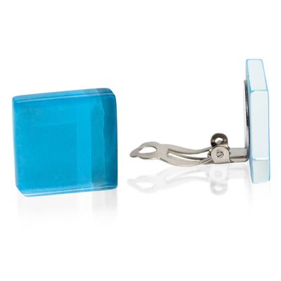 Clip per orecchie di tendenza in vetro/blu acqua/riciclato e fatto a mano