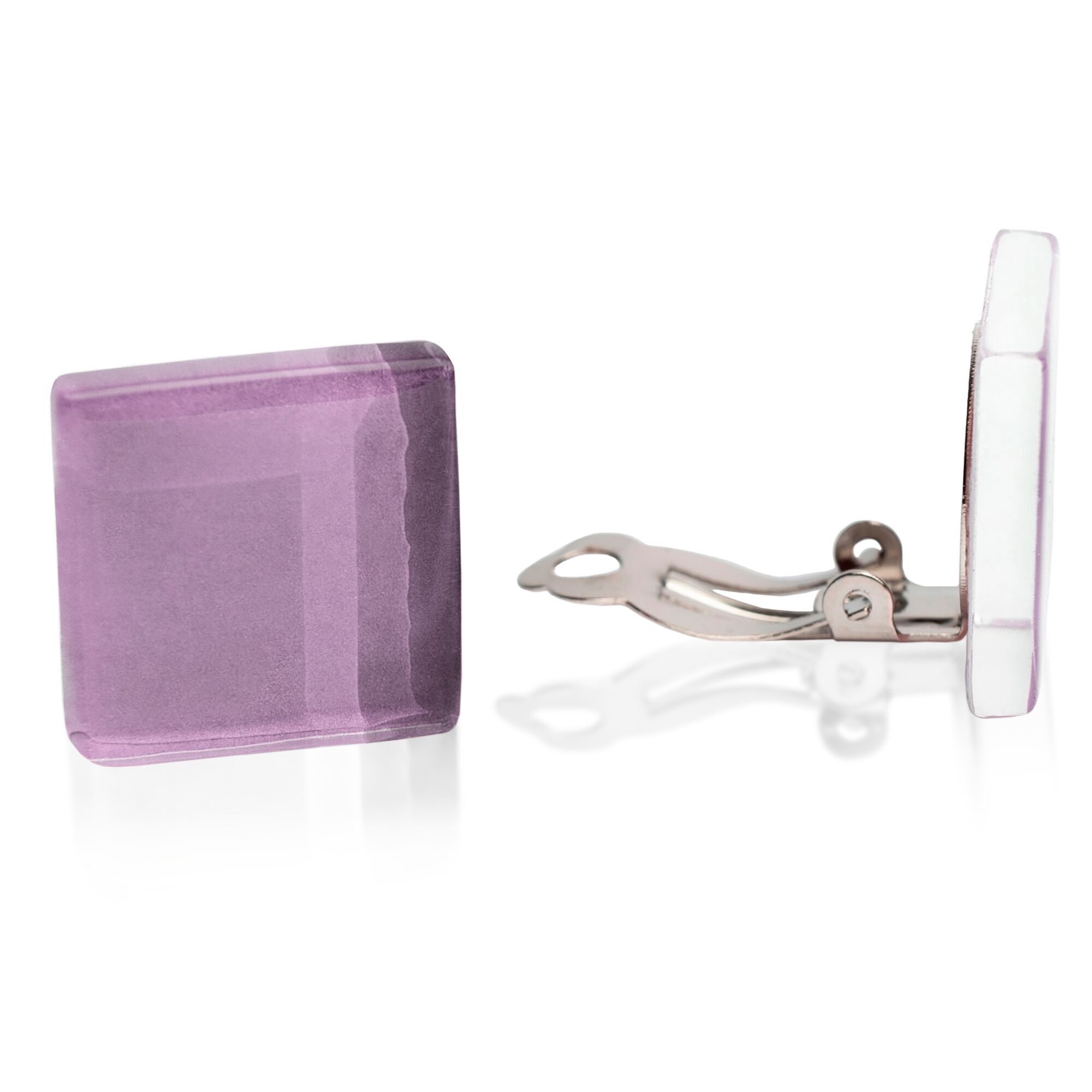 Clips d’oreilles en verre / lavande / upcycled & faits à la main