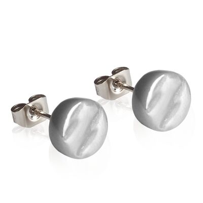 Simple glass stud earrings / graphite gray / upcycled & handmade