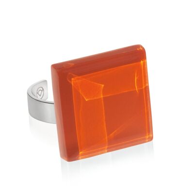 Statement Ring mit Stein / Orange / Upcycling & Handmade