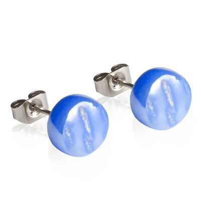 Semplici orecchini a bottone in vetro / blu zaffiro / riciclati e fatti a mano