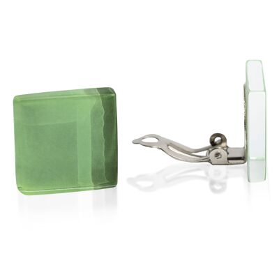 Clips para los oídos llamativos hechos de vidrio / verde lima / reciclados y hechos a mano