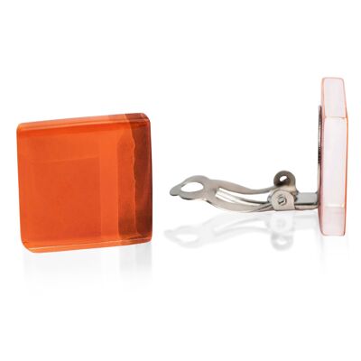 Clip per orecchie di tendenza in vetro/arancione/riciclato e fatto a mano