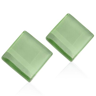 Boucles d'oreilles en verre / vert lime / upcycled & handmade