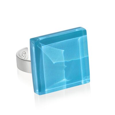 Statement ring with stone / aqua blue / upcycled & handmade