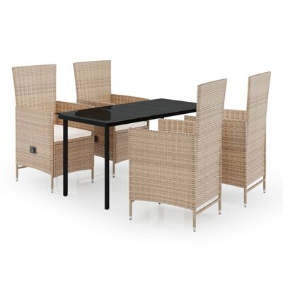 Conjunto de jardín de 5 piezas con cojines beige 2 de Homestorecity