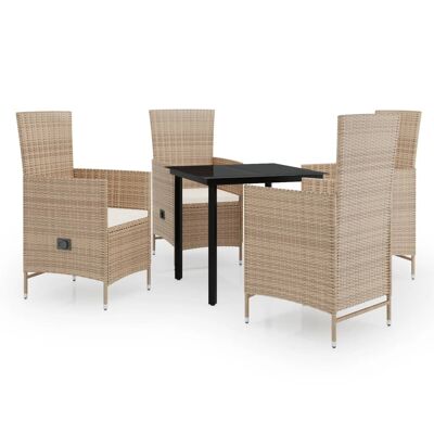 Conjunto de jardín de 5 piezas con cojines beige 1 de Homestorecity