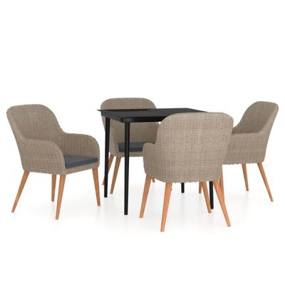 Ensemble de jardin 5 pièces Homestorecity avec coussins marron 3