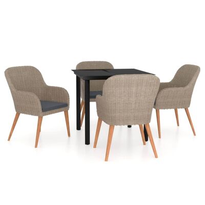 Conjunto de jardín de 5 piezas con cojines Homestorecity marrón 1