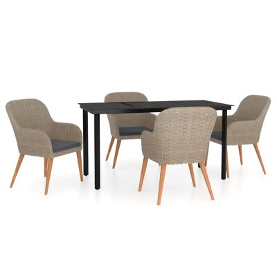 Conjunto de jardín de 5 piezas con cojines Homestorecity marrón 2