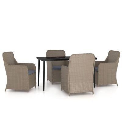 Conjunto de jardín de 5 piezas con cojines Homestorecity marrón 8