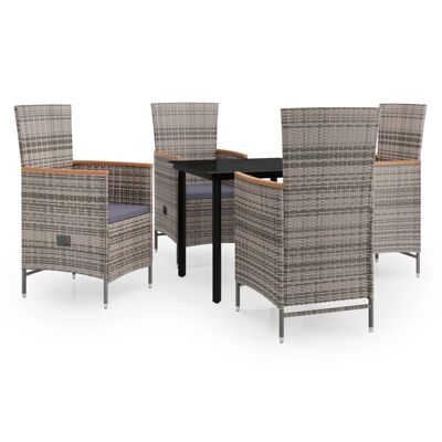 Conjunto de jardín de 5 piezas con cojines Homestorecity gris 1