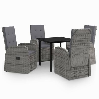 Conjunto de jardín de 5 piezas con cojines Homestorecity gris 5