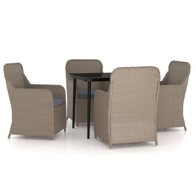 Conjunto de jardín de 5 piezas con cojines Homestorecity marrón 7