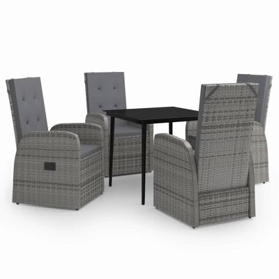 Conjunto de jardín de 5 piezas con cojines Homestorecity gris 7