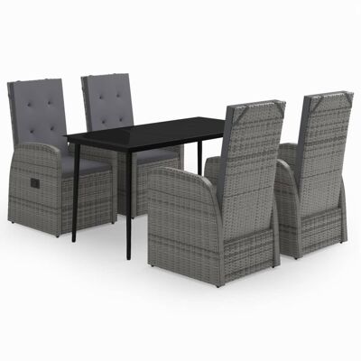 Conjunto de jardín de 5 piezas con cojines Homestorecity gris 8