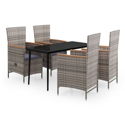 Conjunto de jardín de 5 piezas con cojines Homestorecity gris 4