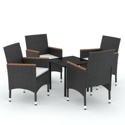 Conjunto de jardín de 5 piezas con cojines Homestorecity negro 1