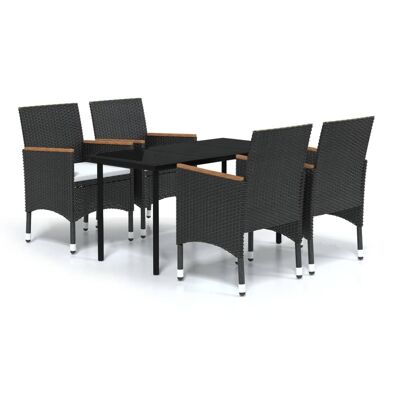 Conjunto de jardín de 5 piezas con cojines Homestorecity negro 2