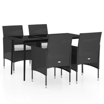 Conjunto de jardín de 5 piezas con cojines Homestorecity negro 4