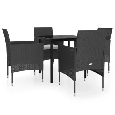 Conjunto de jardín de 5 piezas con cojines Homestorecity negro 5