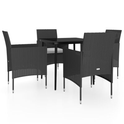 Conjunto de jardín de 5 piezas con cojines Homestorecity negro 3