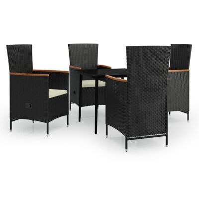 Conjunto de jardín de 5 piezas con cojines Homestorecity negro 9