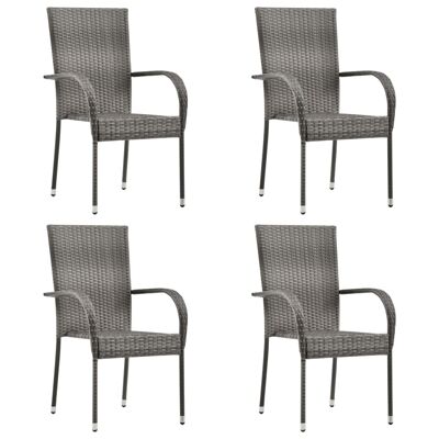 Conjunto de jardín de 5 piezas Homestorecity de ratán sintético gris 3