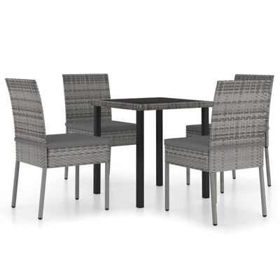 Conjunto de jardín de 5 piezas Homestorecity de ratán sintético gris 5