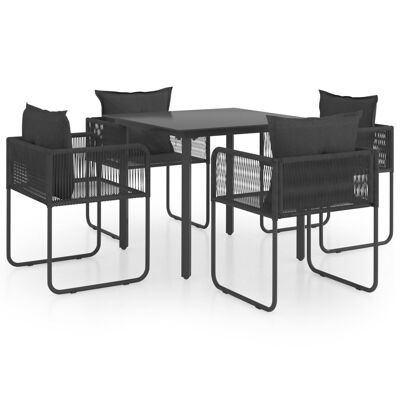 Ensemble de jardin 5 pièces Homestorecity en rotin PVC noir 3