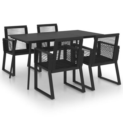 Ensemble de jardin 5 pièces Homestorecity en rotin PVC noir 10