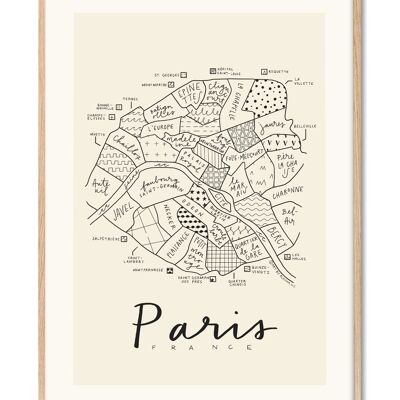 Aleisha - Plan du quartier de Paris - 30x40 cm