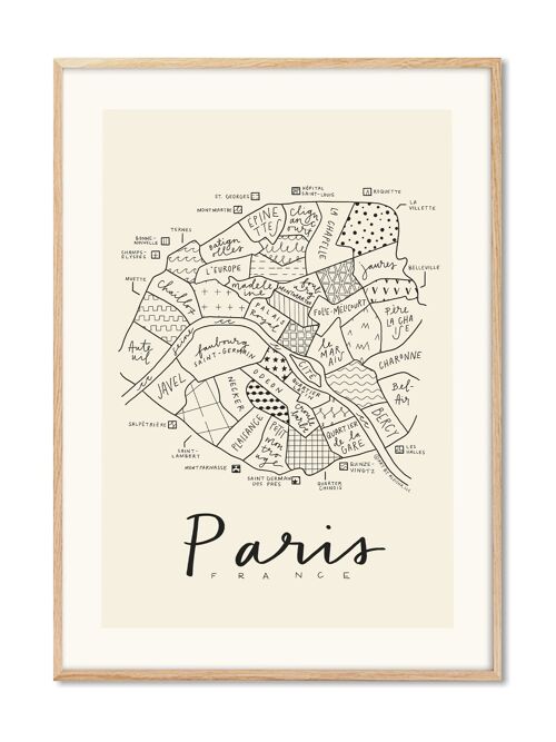 Aleisha - Paris Neighborhood Map - 50x70 cm