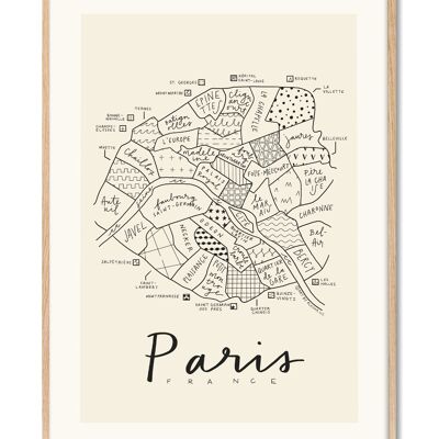 Aleisha - Pariser Stadtviertelkarte - 50x70 cm