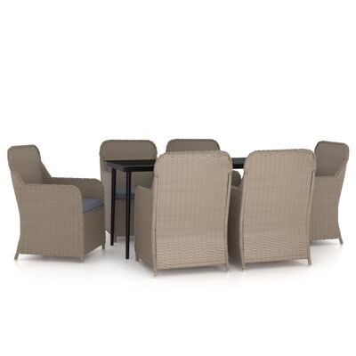 Ensemble de jardin 7 pièces avec coussins Homestorecity marron 4