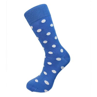 Calcetines de bambú con lunares azules y blancos