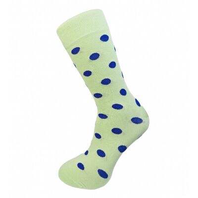 Calzini in bambù con pois verde menta e blu scuro