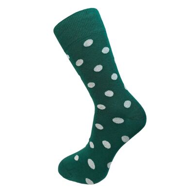 Calzini di bambù a pois verdi e bianchi