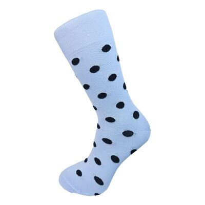 Calcetines de bambú con lunares azules y negros descoloridos