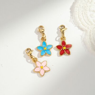 Set of 3 assorted stainless steel cherry blossom pendants
