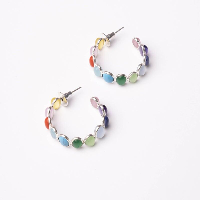 Orecchini Reifen Ed Hoops. Stella multicolore argento limitata