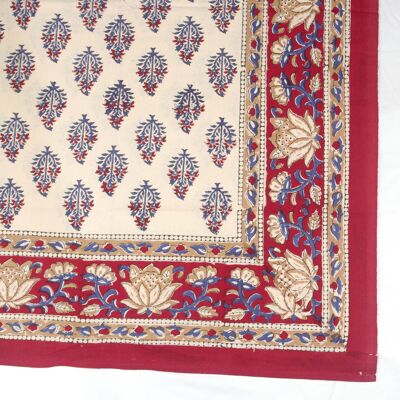 Block Printed Rectangular Tablecloth - Chrismon Motif Blossom