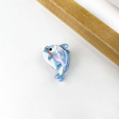 🐬 Mini fermaglio a forma di delfino in acetato con artiglio – accessorio per capelli marino giocoso