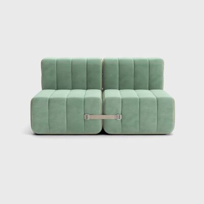 Curt Set 4 - ad esempiob.Divano flessibile a 2 posti - Barcellona - Patina - V3347/46 (Verde chiaro)