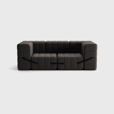 Curt Set 7 - par exempleb.Canapé 2 places modulable avec accoudoirs - Jet - 9108 (Gris / Marron)