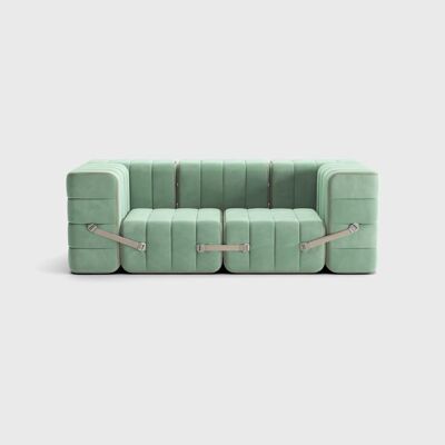 Curt Set 7 - e.g.B.Flexible 2-seater with armrests - Barcelona - Patina - V3347/46 (Light Green)