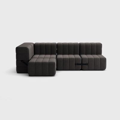 Curt Set 9 - e.g.B.Flexible small corner sofa - Jet - 9108 (Grey / Brown)